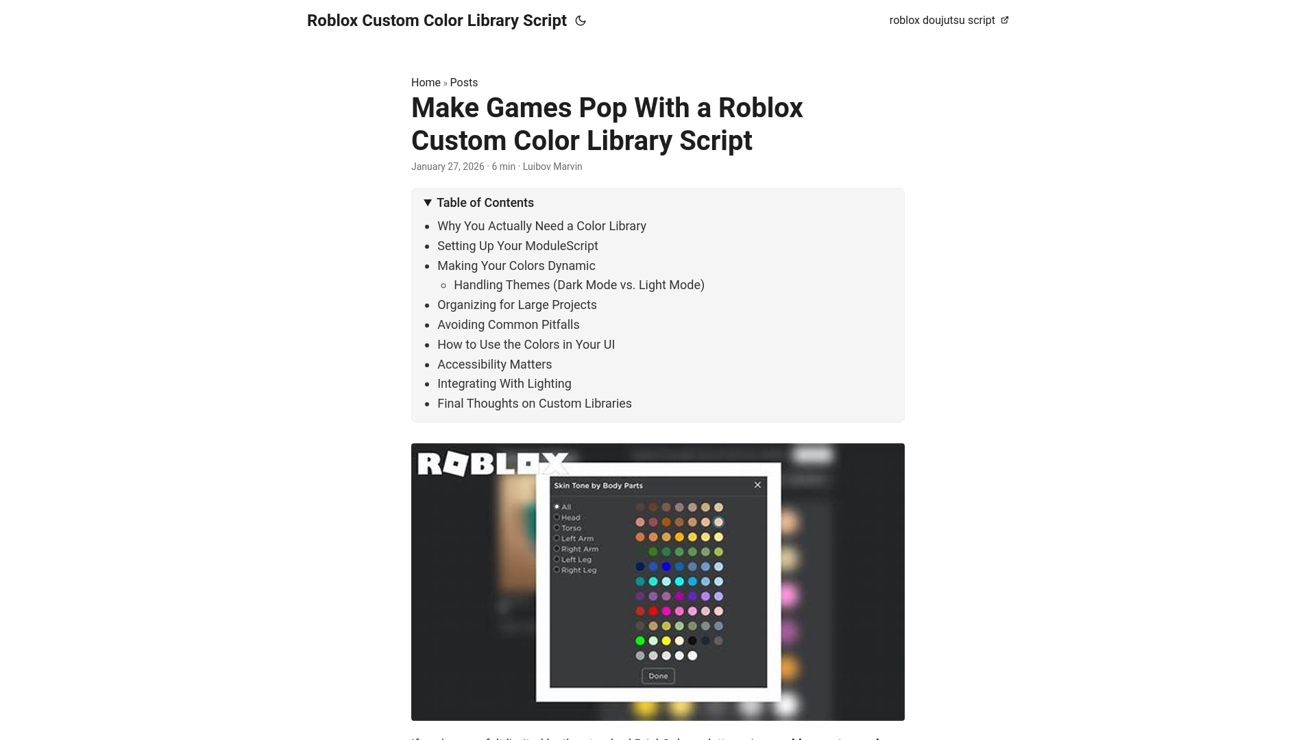 website screenshot of https://roblox-custom-color-library-script.pages.dev/