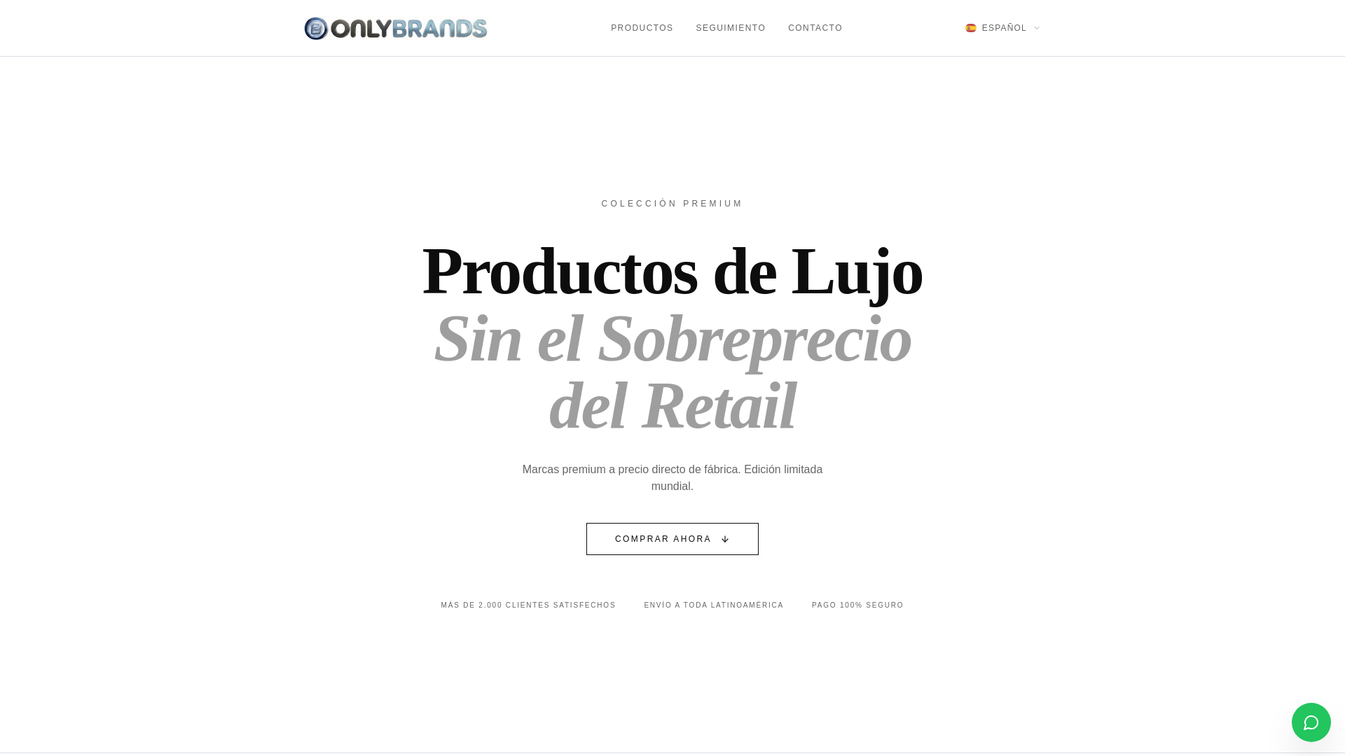 website screenshot of https://onlybrandsinternational.com/