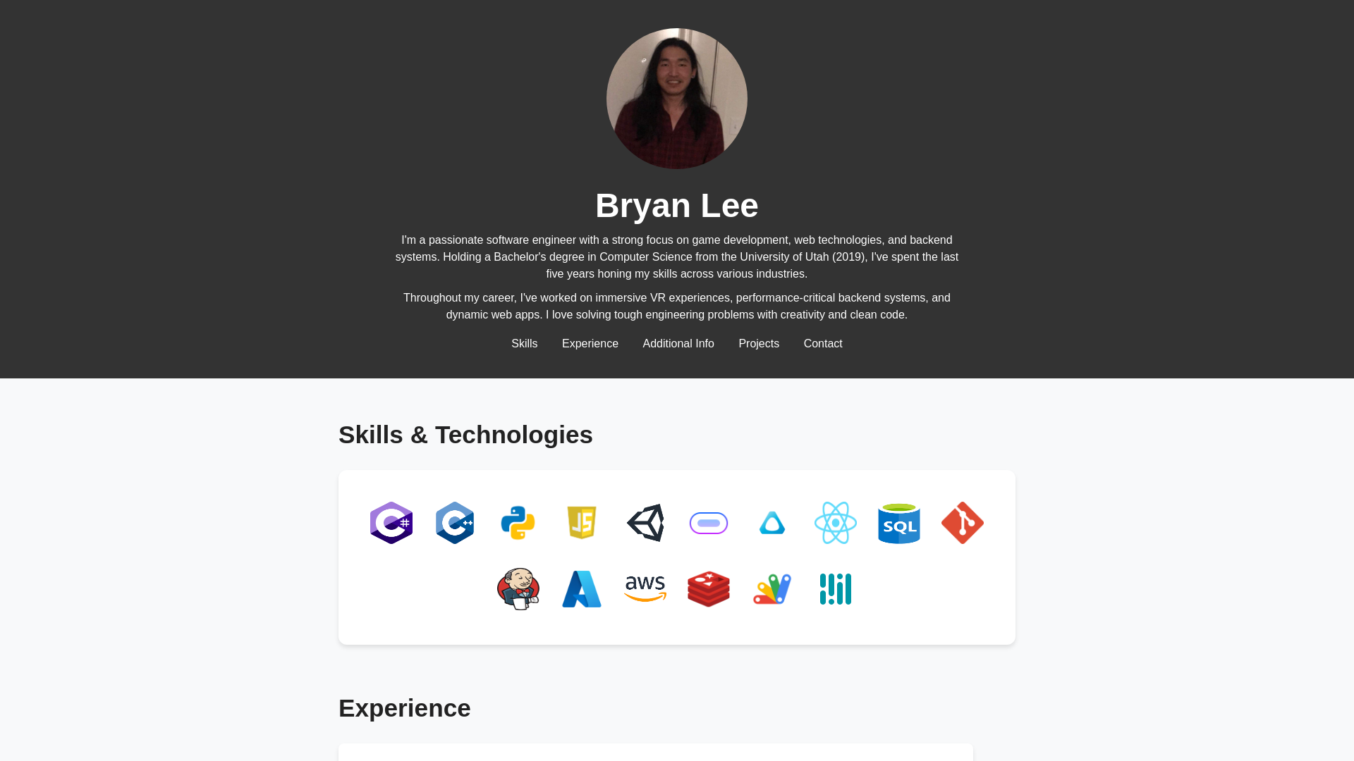 website screenshot of https://bryanlee.space/