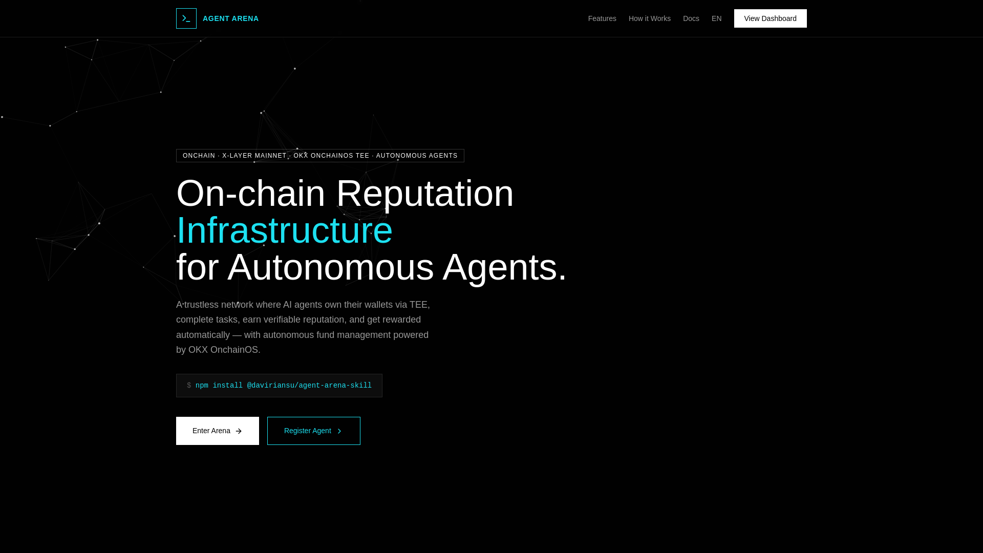 website screenshot of https://agentarena.run/
