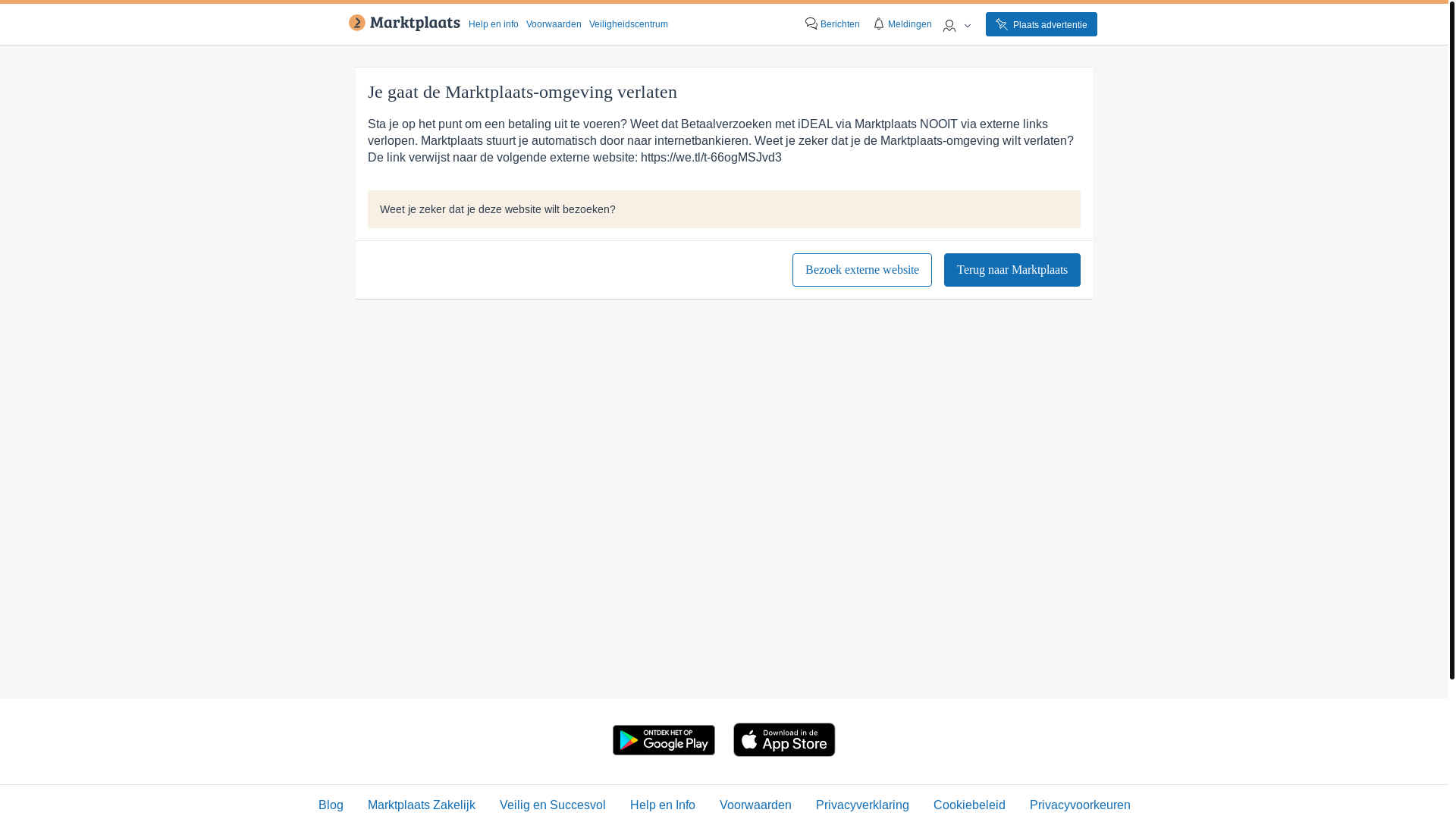 website screenshot of https://www.marktplaats.nl/gateway.html?url=https%3A%2F%2Fwe.tl%2Ft-66ogMSJvd3