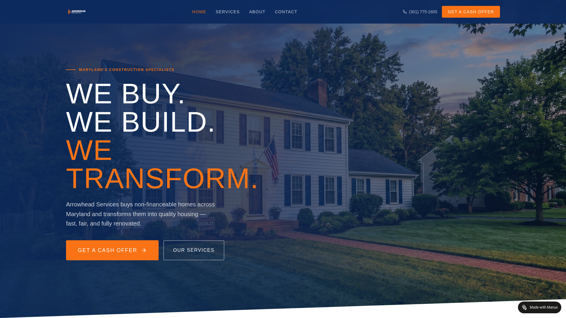 website screenshot of https://arrowheadsvc.com/