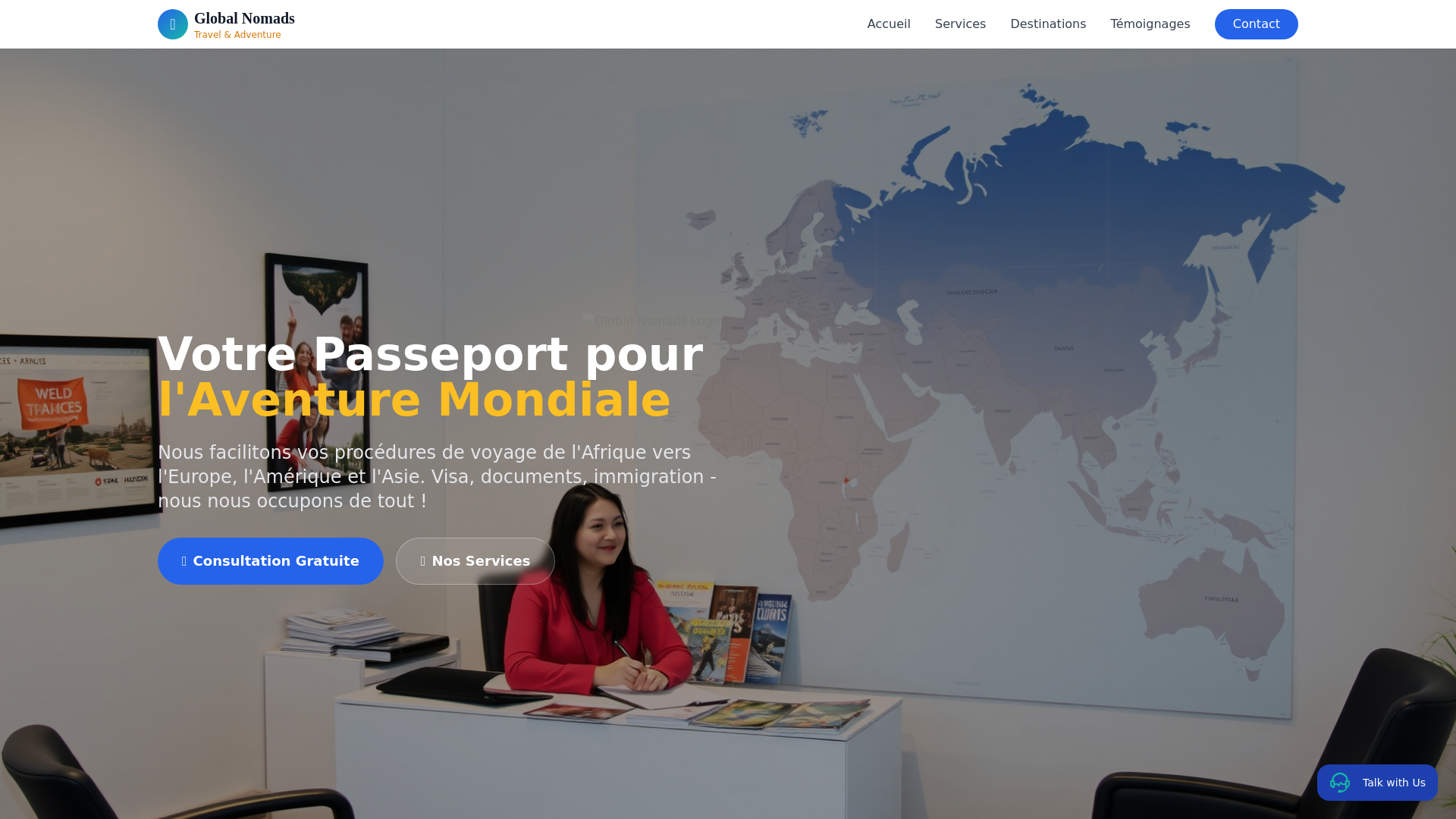 website screenshot of https://nomadesglobal.info/
