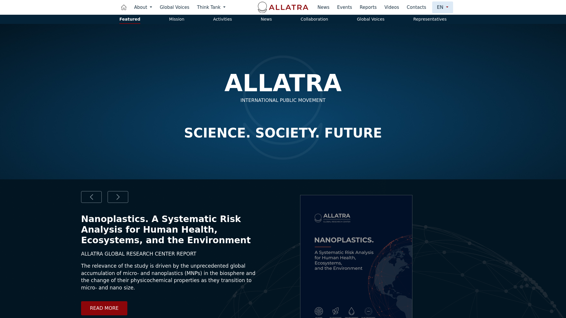 website screenshot of https://allatra.org/