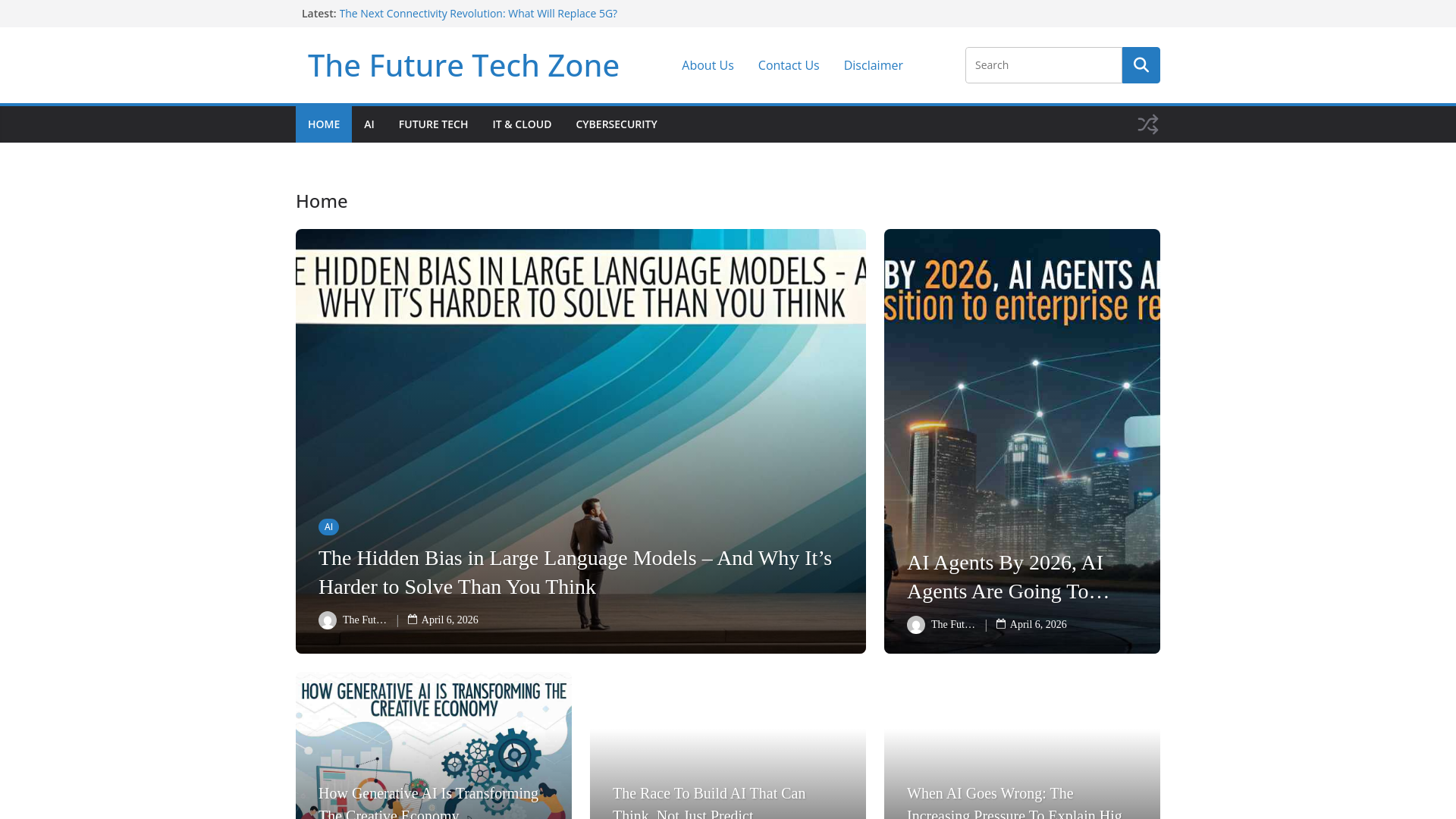 website screenshot of https://thefuturetechzone.com/