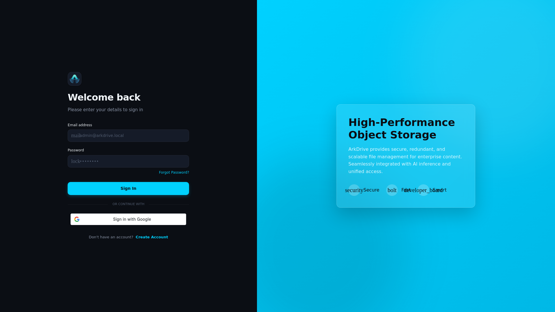 website screenshot of https://arkdriveos.com/