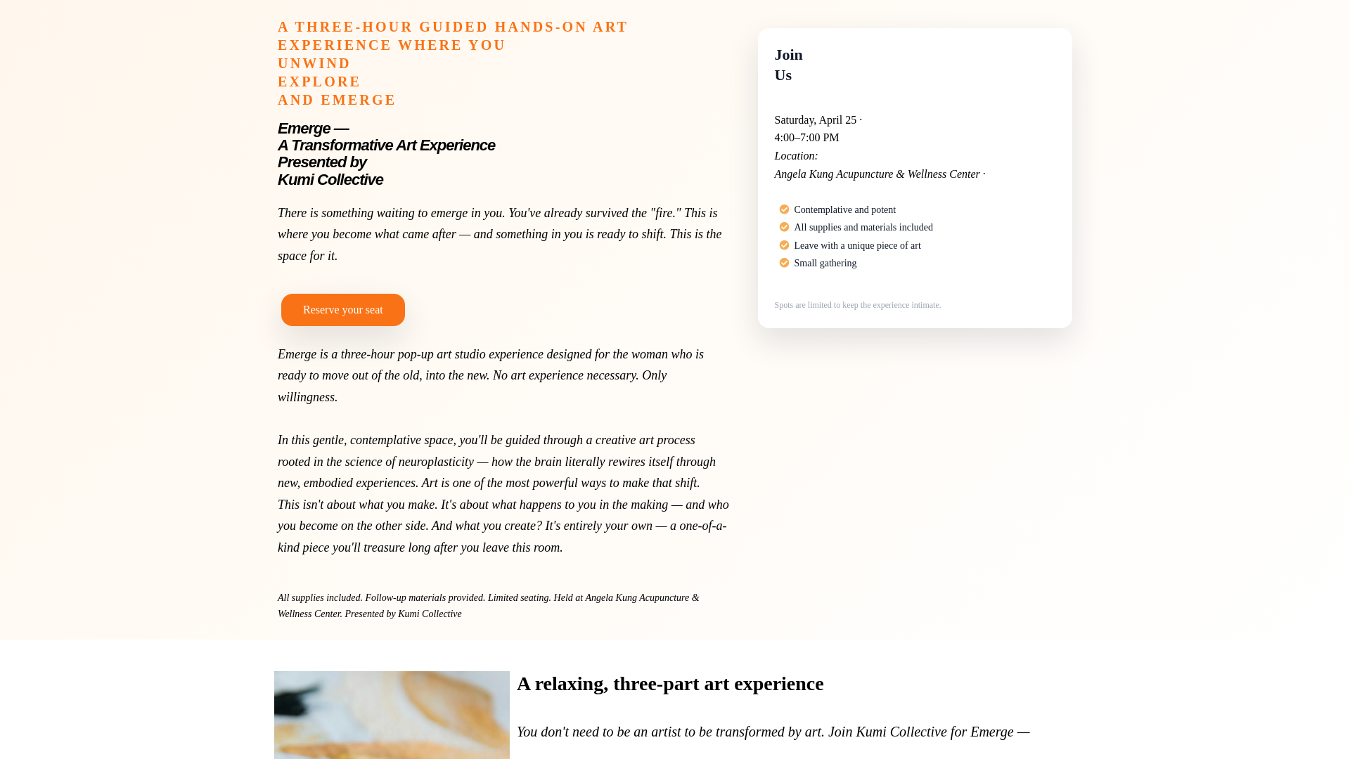 website screenshot of https://kumicoevents.com