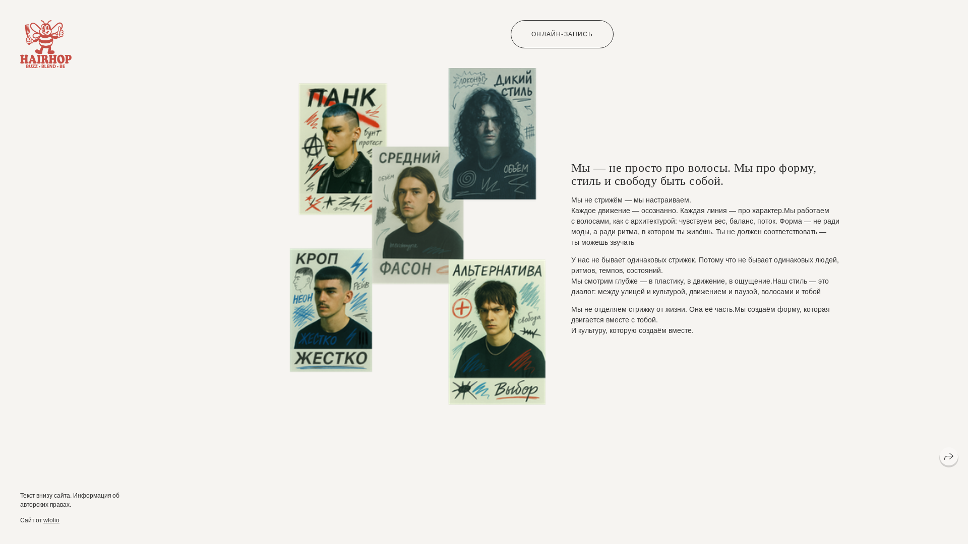 website screenshot of https://hairhop.ru/