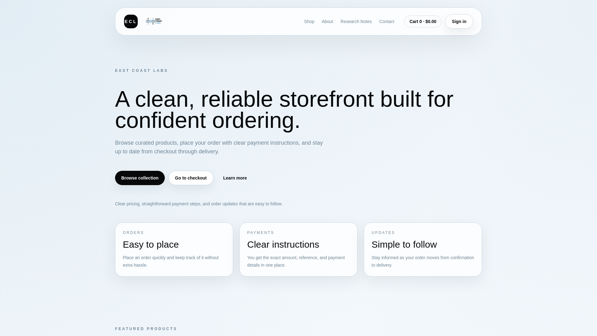 website screenshot of https://eastcoastlabs.pages.dev/
