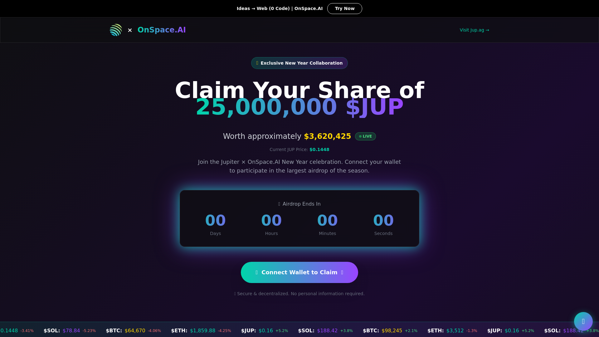 website screenshot of https://jupiter.onspace.app/