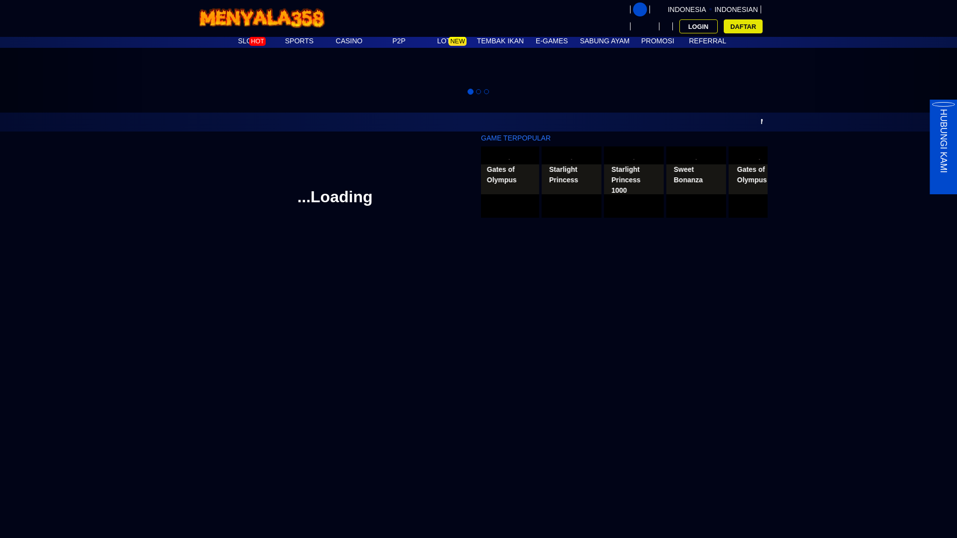 website screenshot of https://menyala358.shop/