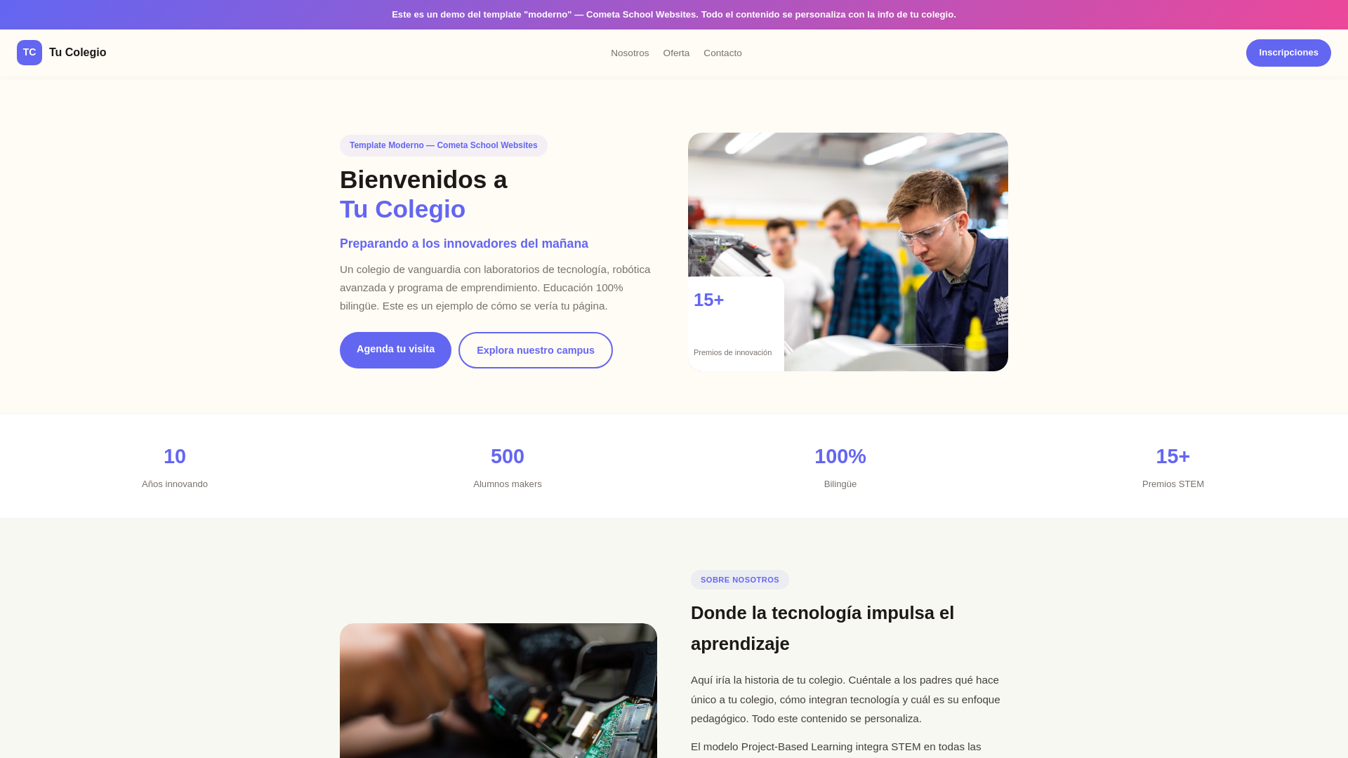 website screenshot of https://demo-moderno.pages.dev/