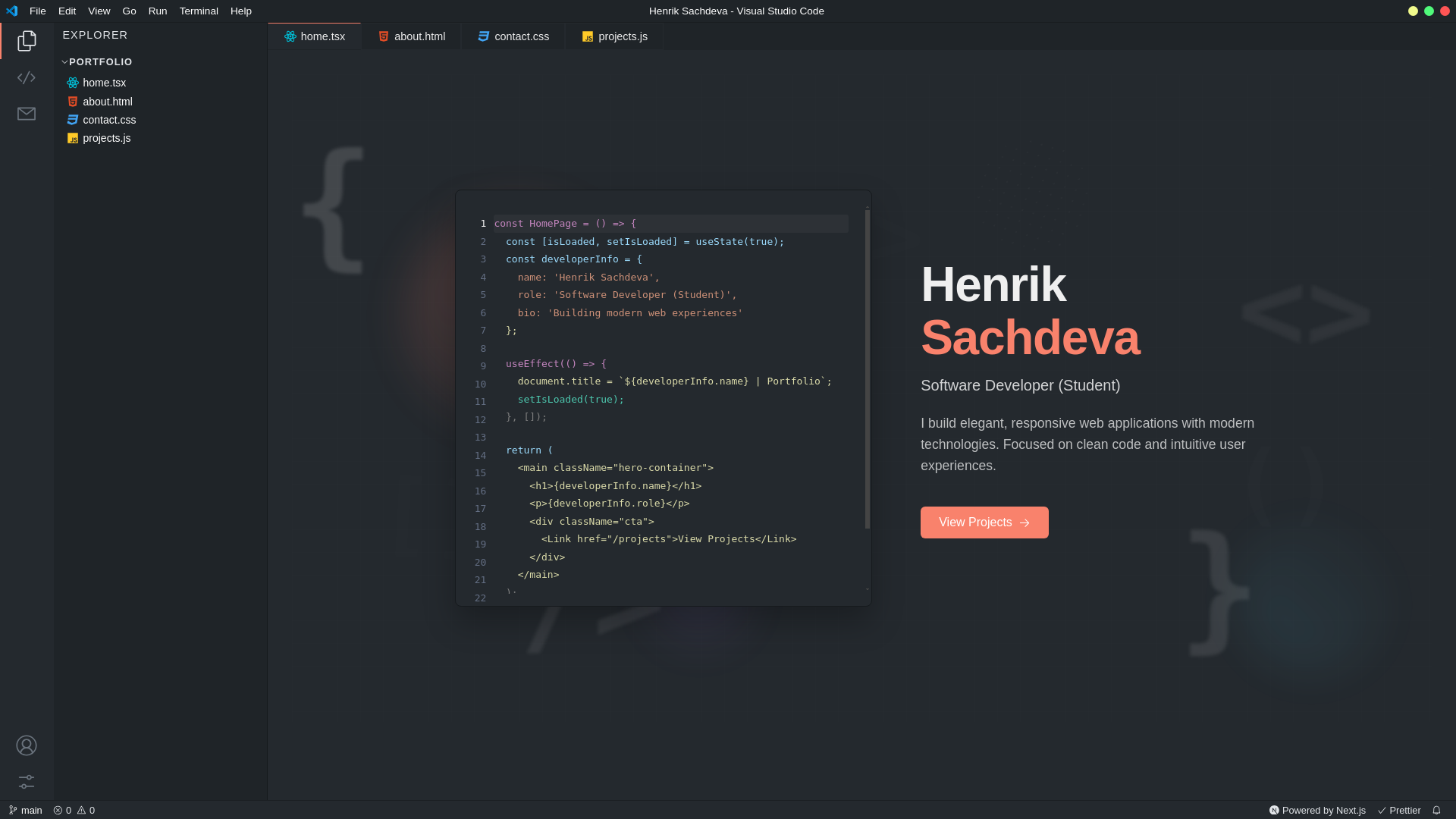 website screenshot of https://henriksachdeva.dev/
