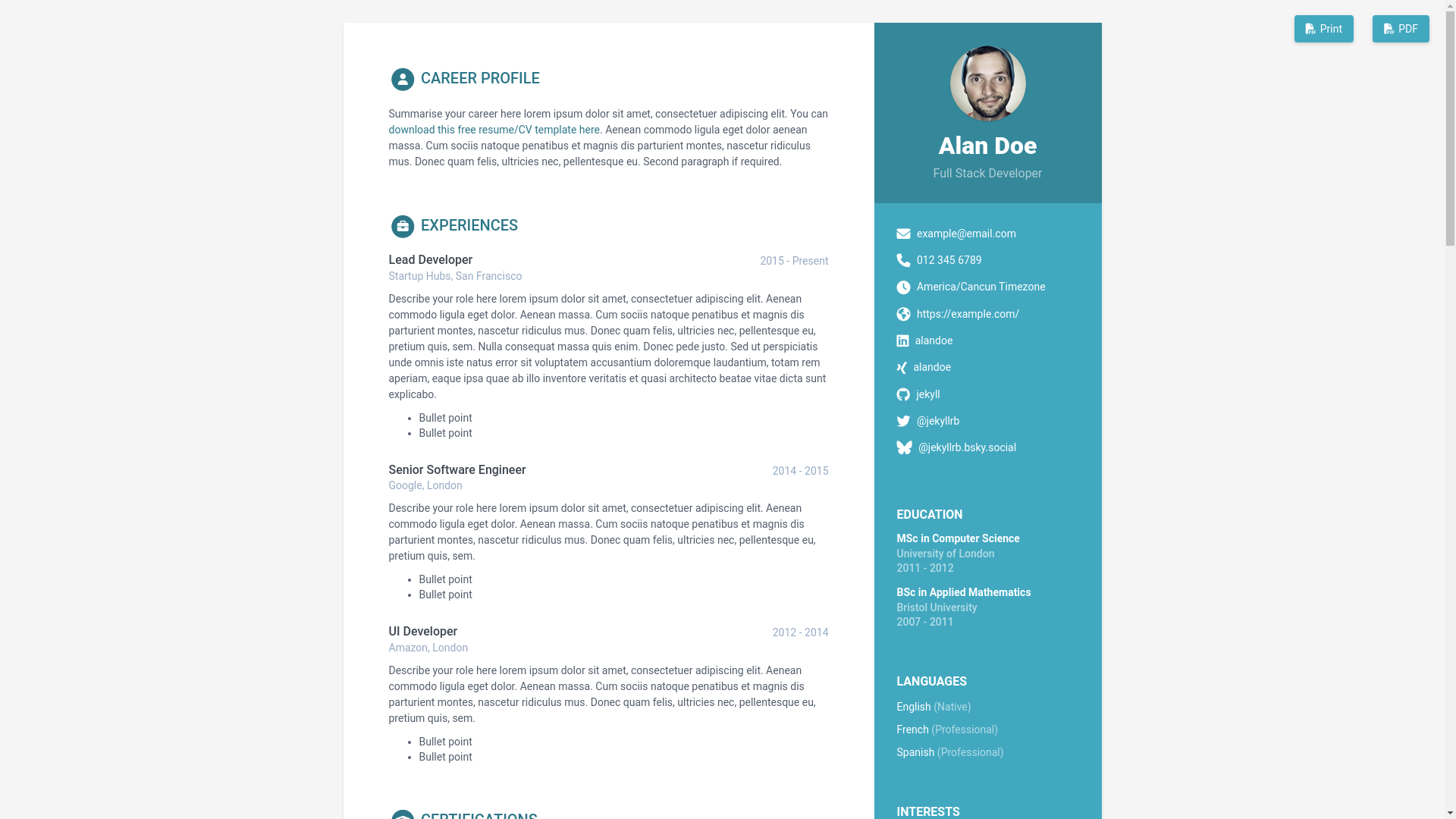website screenshot of https://online-cv-3wy.pages.dev/