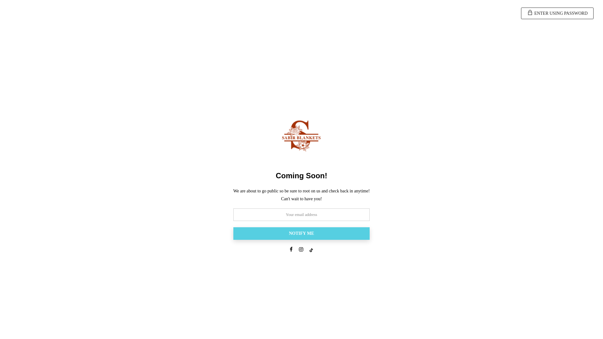 website screenshot of https://sabirblankets.store/