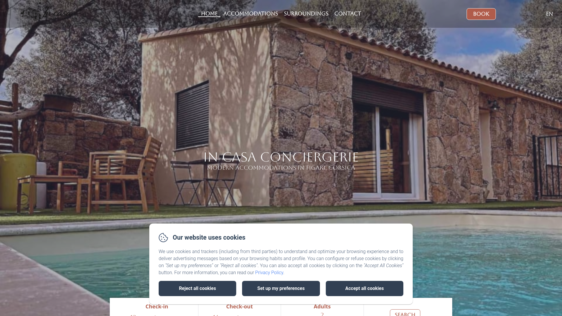 website screenshot of https://incasaconciergerie.com/