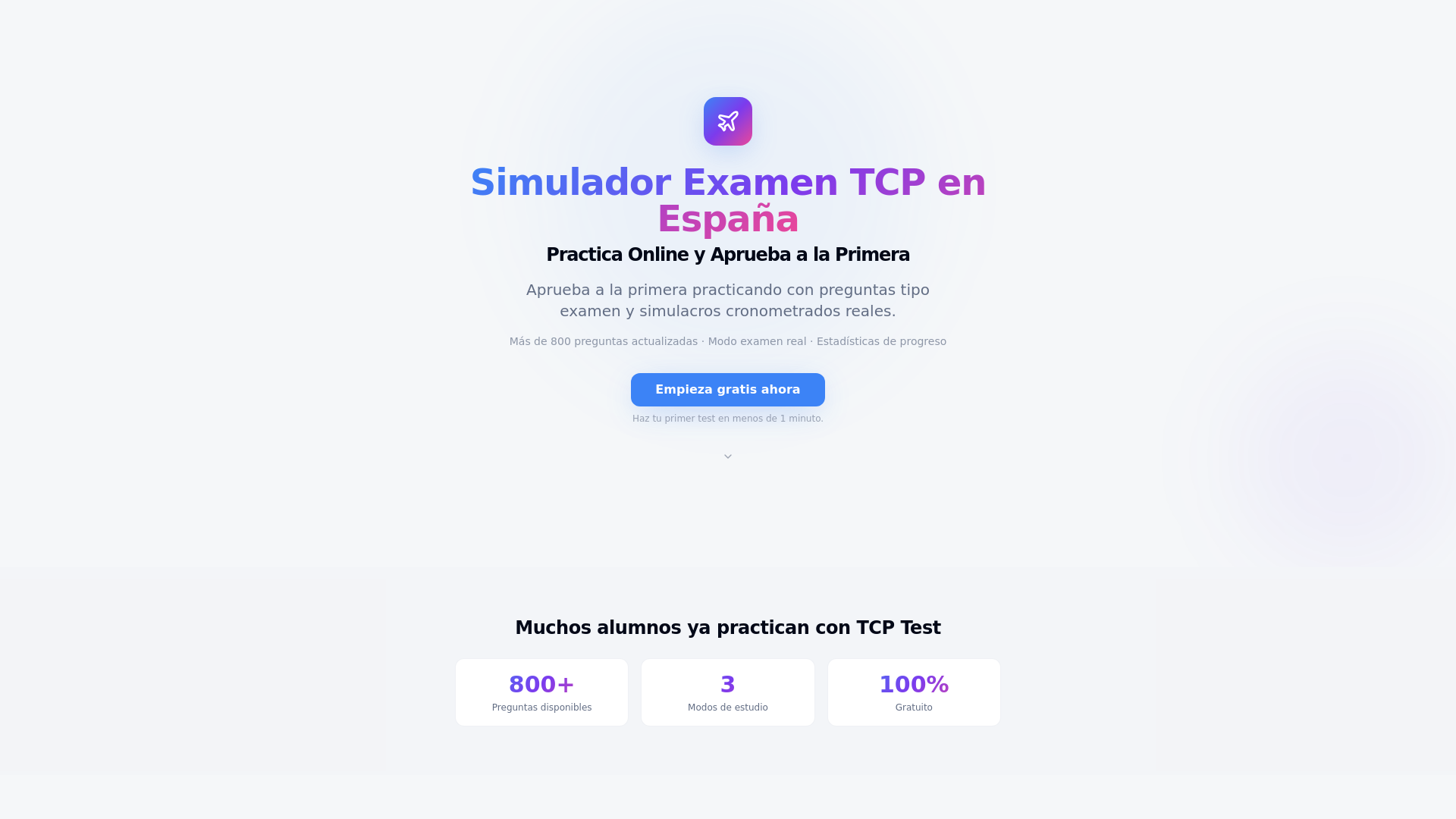 website screenshot of https://tcp-test.es/