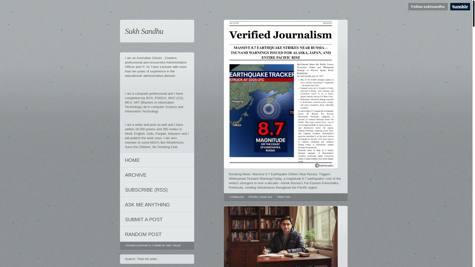 website screenshot of https://sukhsandhu.blog/