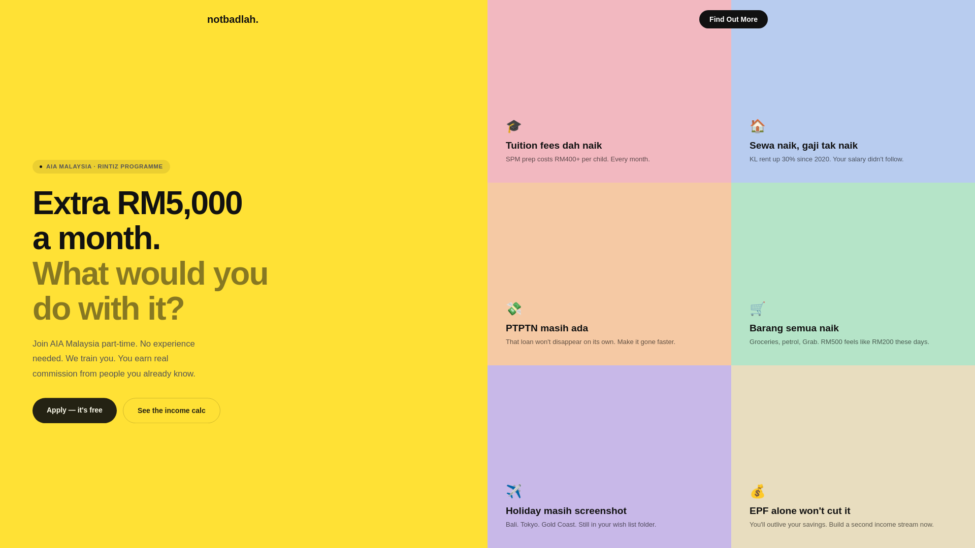 website screenshot of https://notbadlah.com/