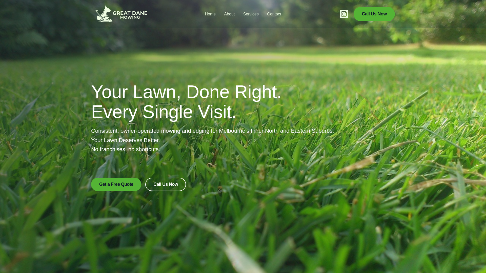 website screenshot of https://greatdanemowing.com.au/