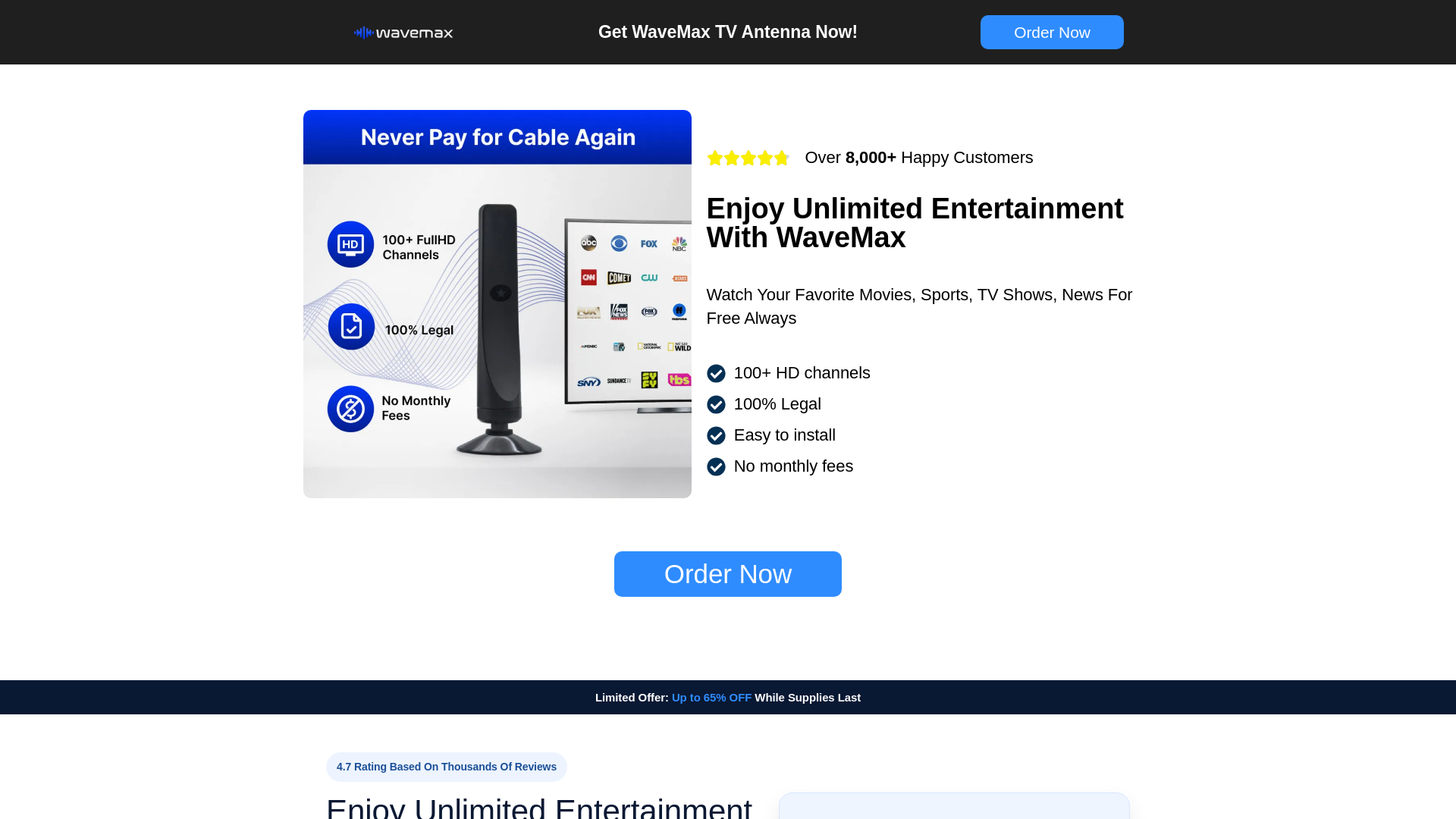 website screenshot of https://wavemaxantenna.ca/