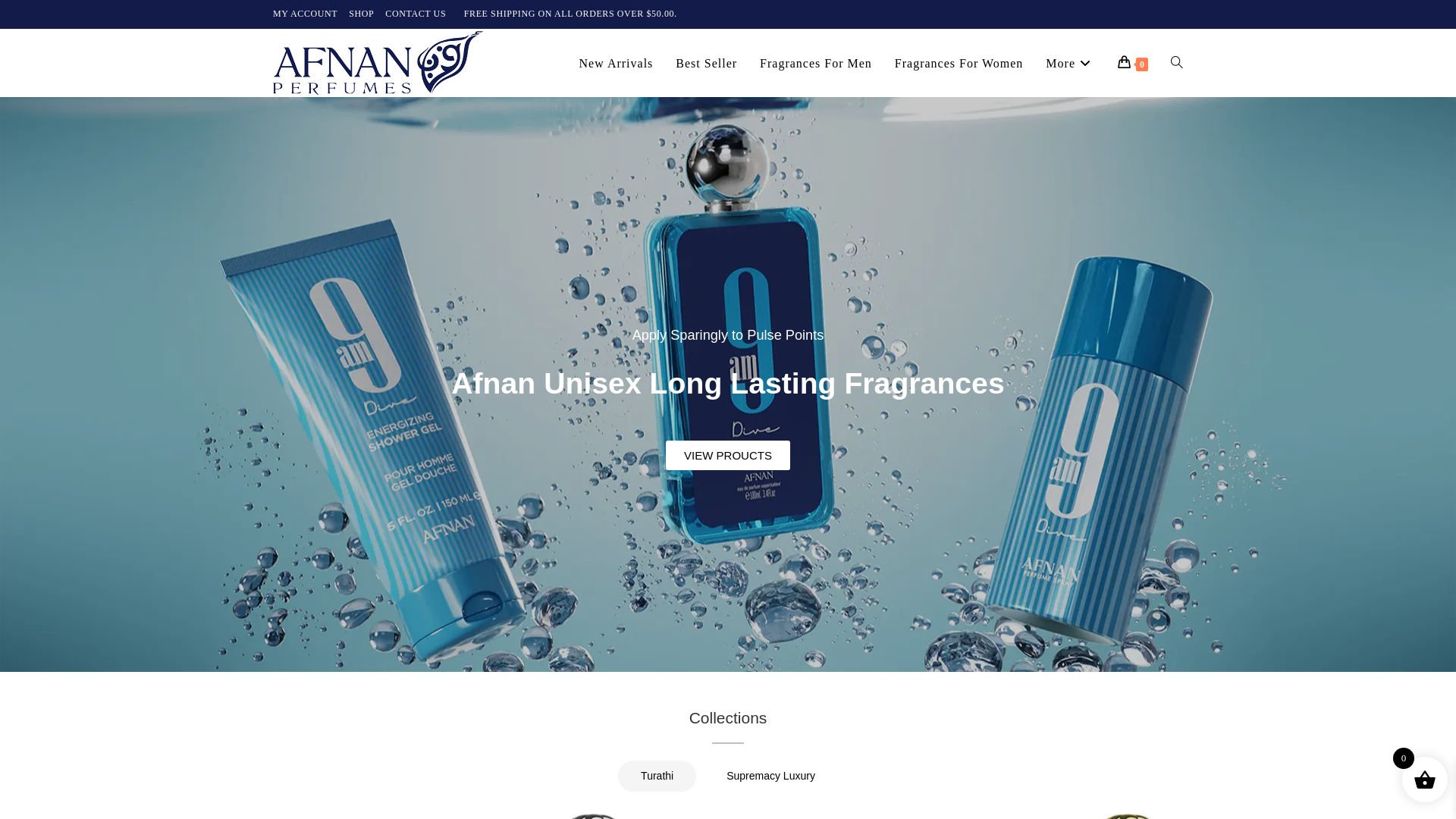 website screenshot of https://afnanparfum.com