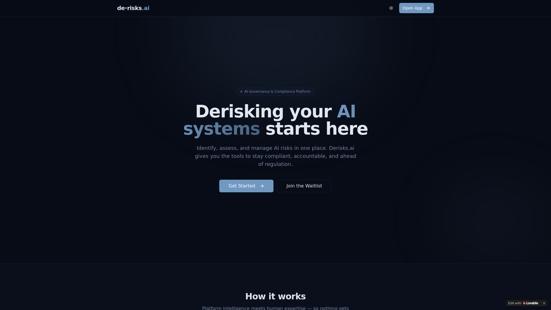 website screenshot of https://derisks.ai/
