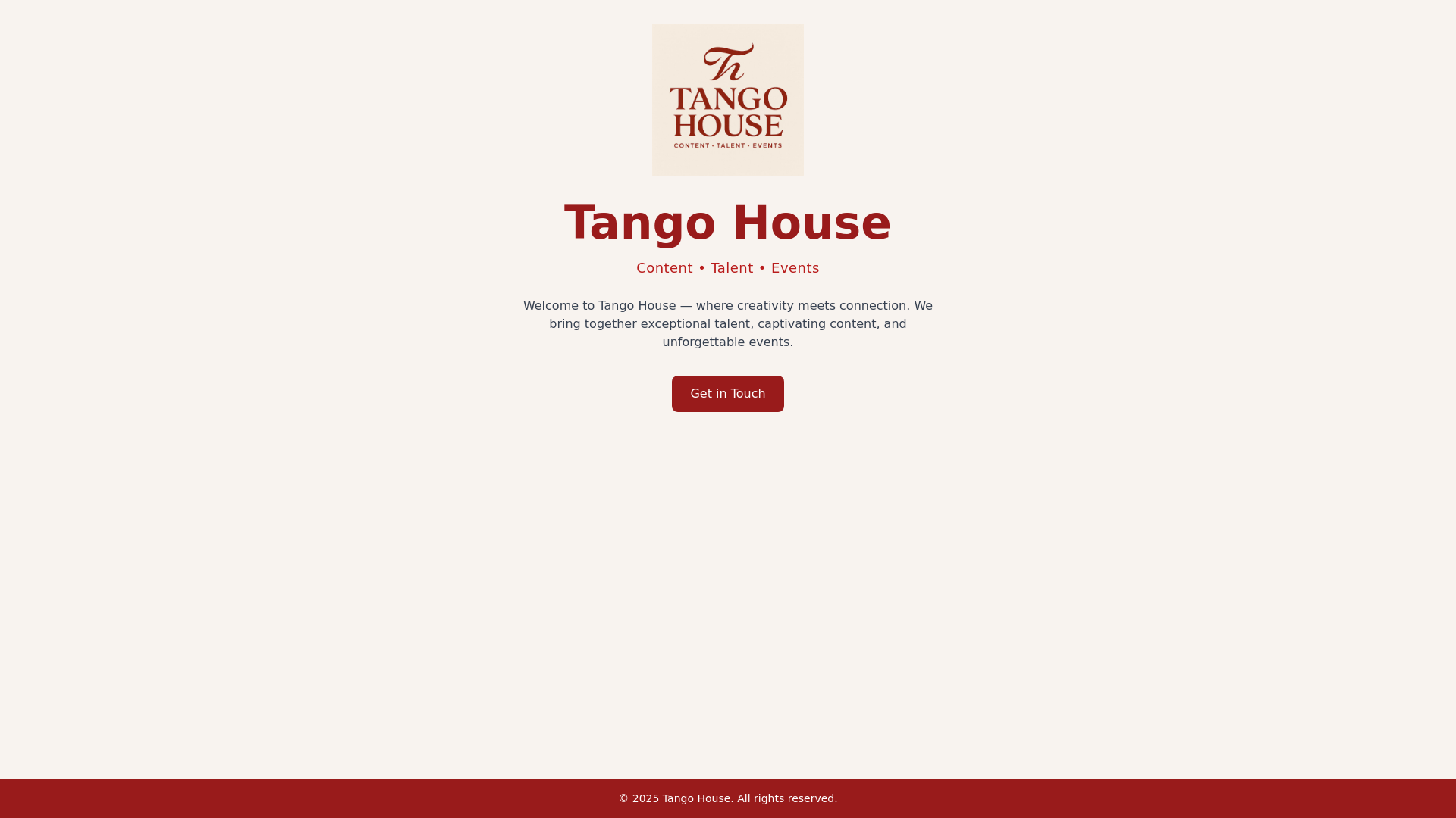 website screenshot of https://tangohousegroup.com/