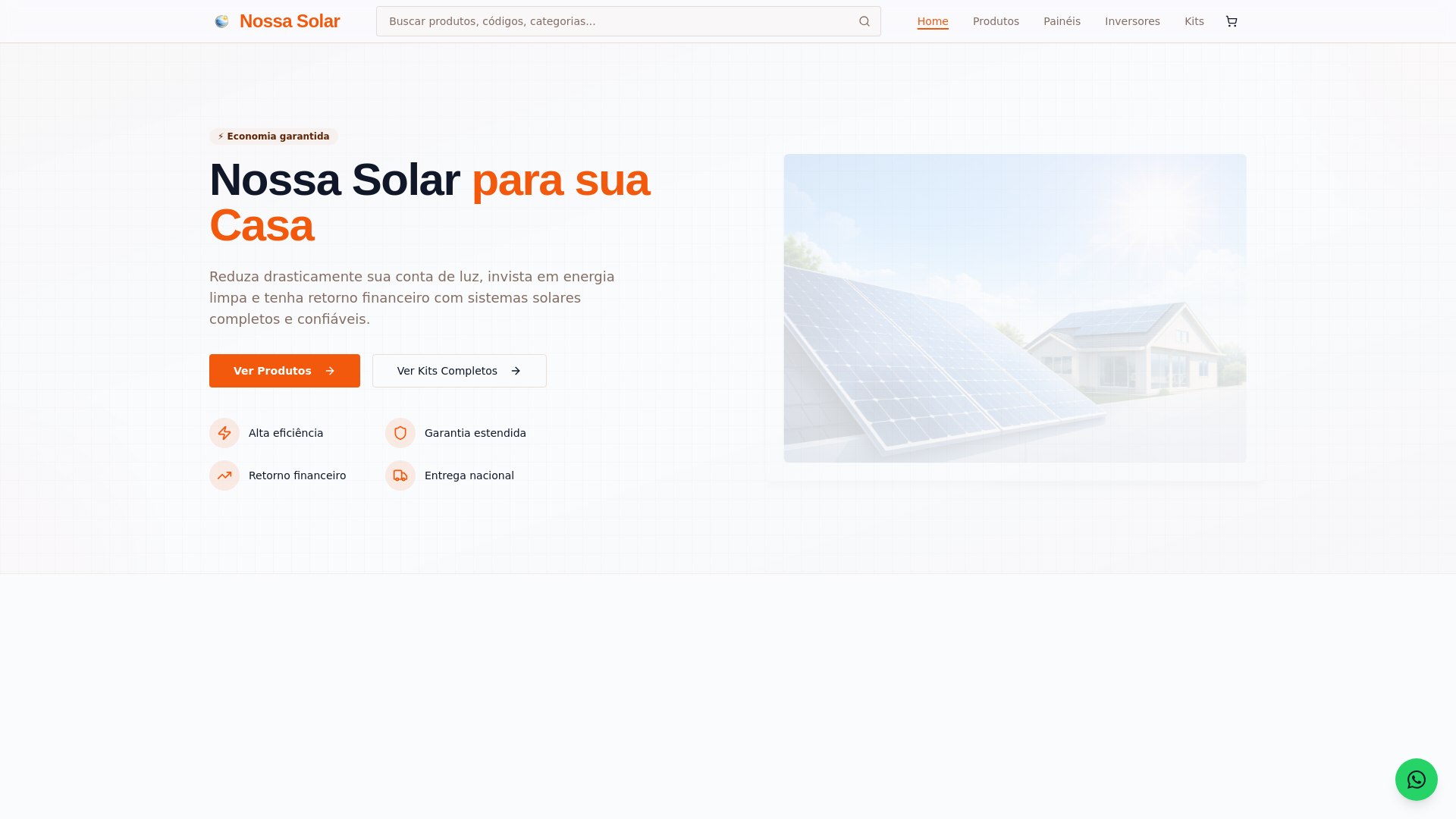 website screenshot of https://nossasolar.com.br/