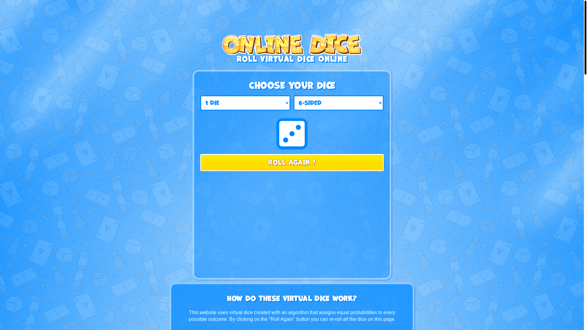 website screenshot of https://online-dicez.com/