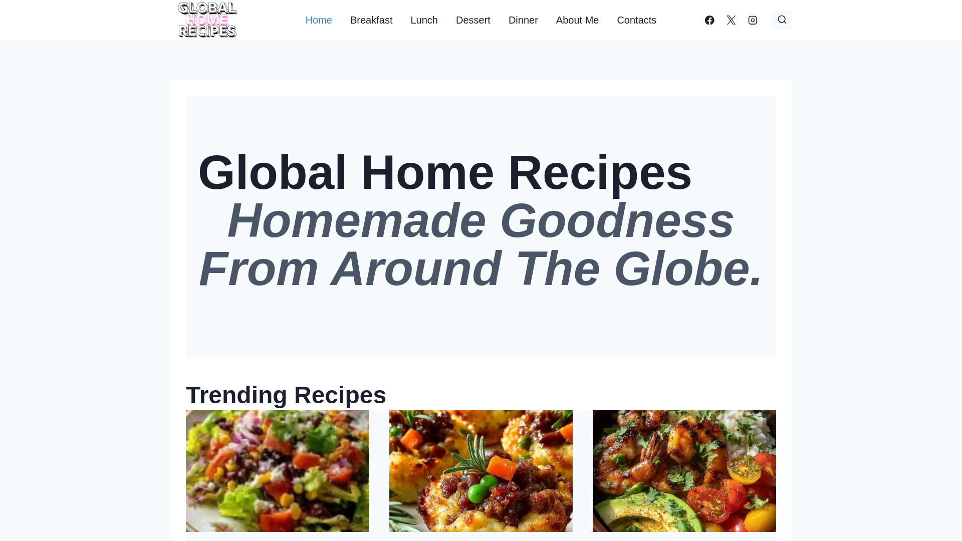 website screenshot of https://globalhomerecipes.com