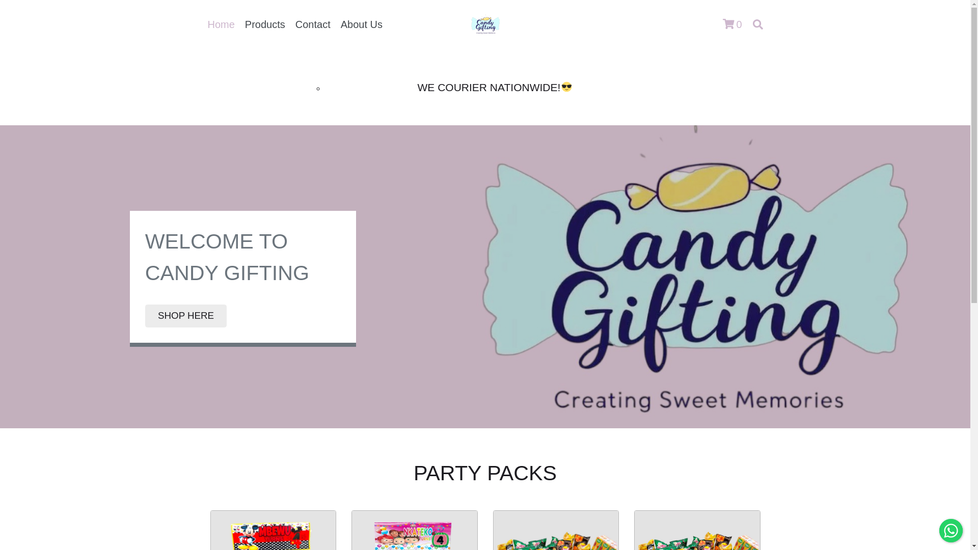 website screenshot of https://candygifting.co.za/