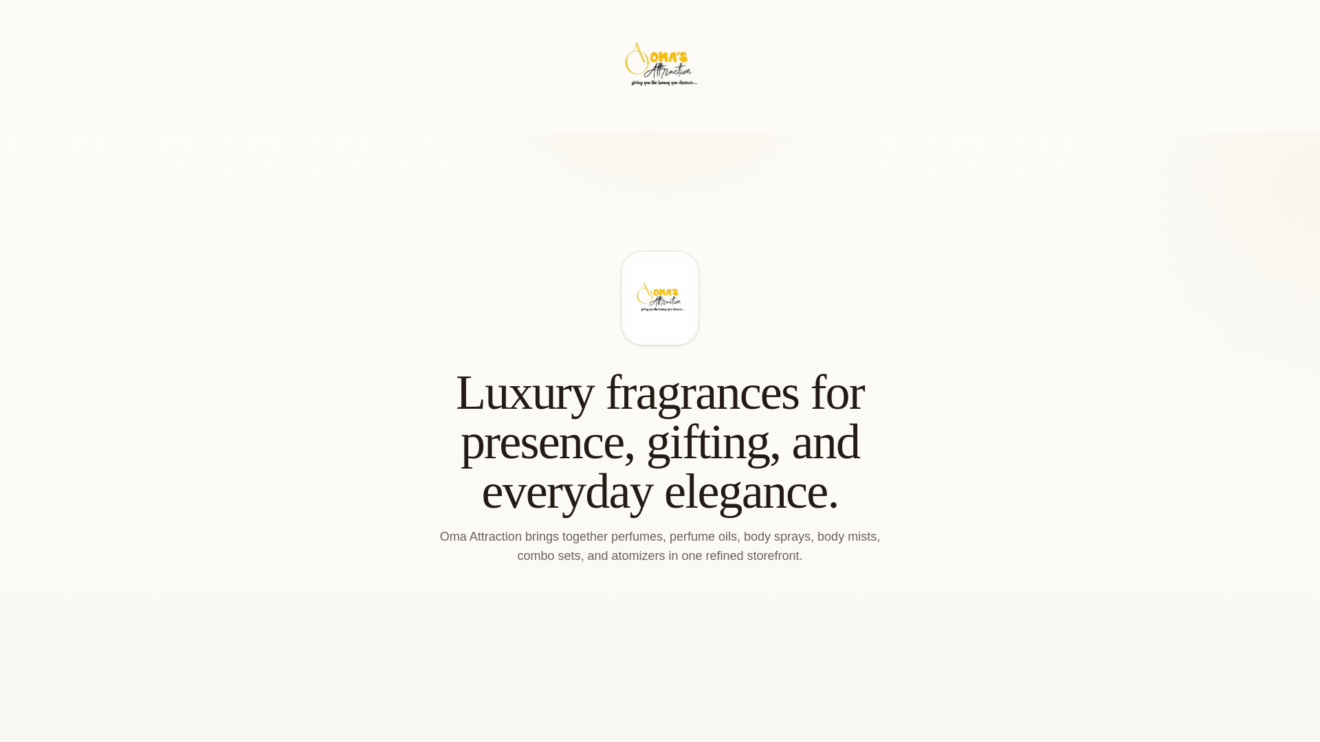 website screenshot of https://omaattraction.shop/