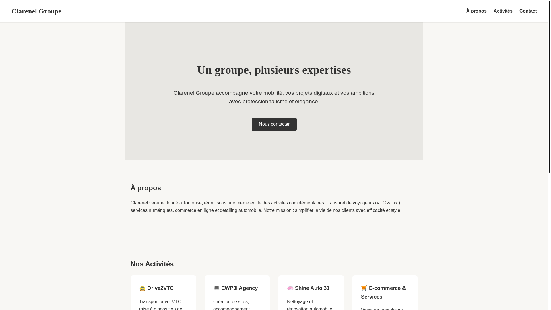 website screenshot of https://clarenelgroupe.com/
