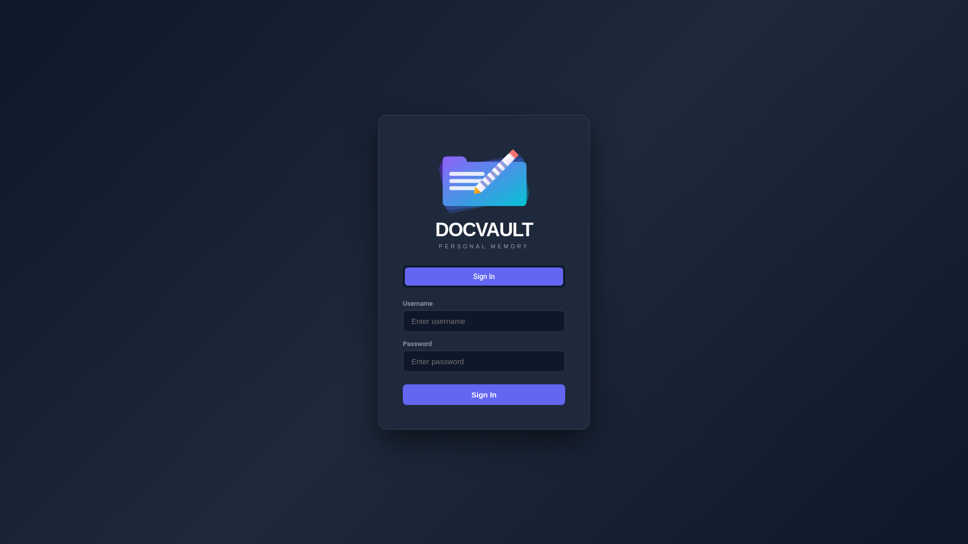 website screenshot of https://docvaults.app