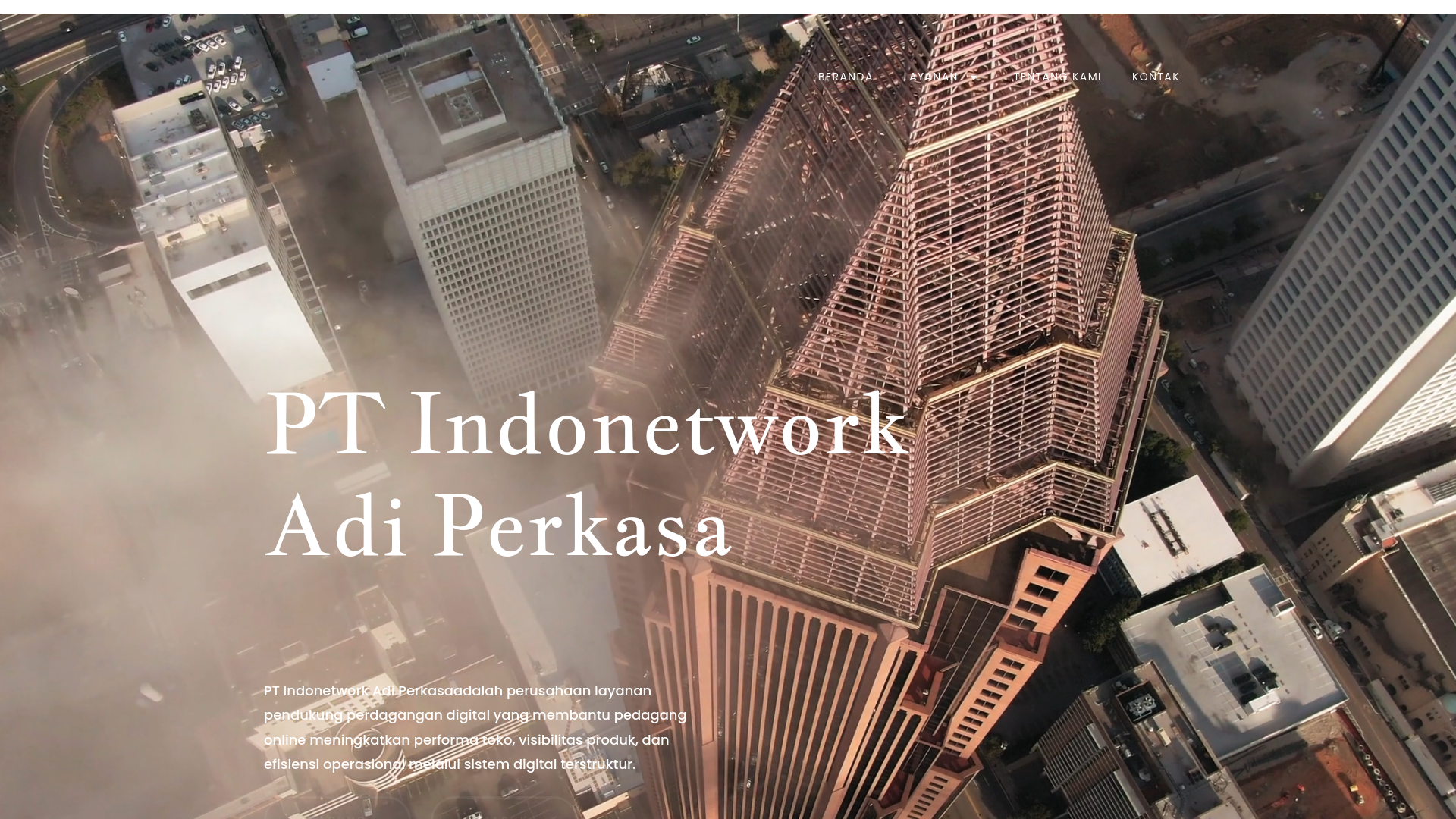 website screenshot of https://ptindonetworkadiperkasaid.com/