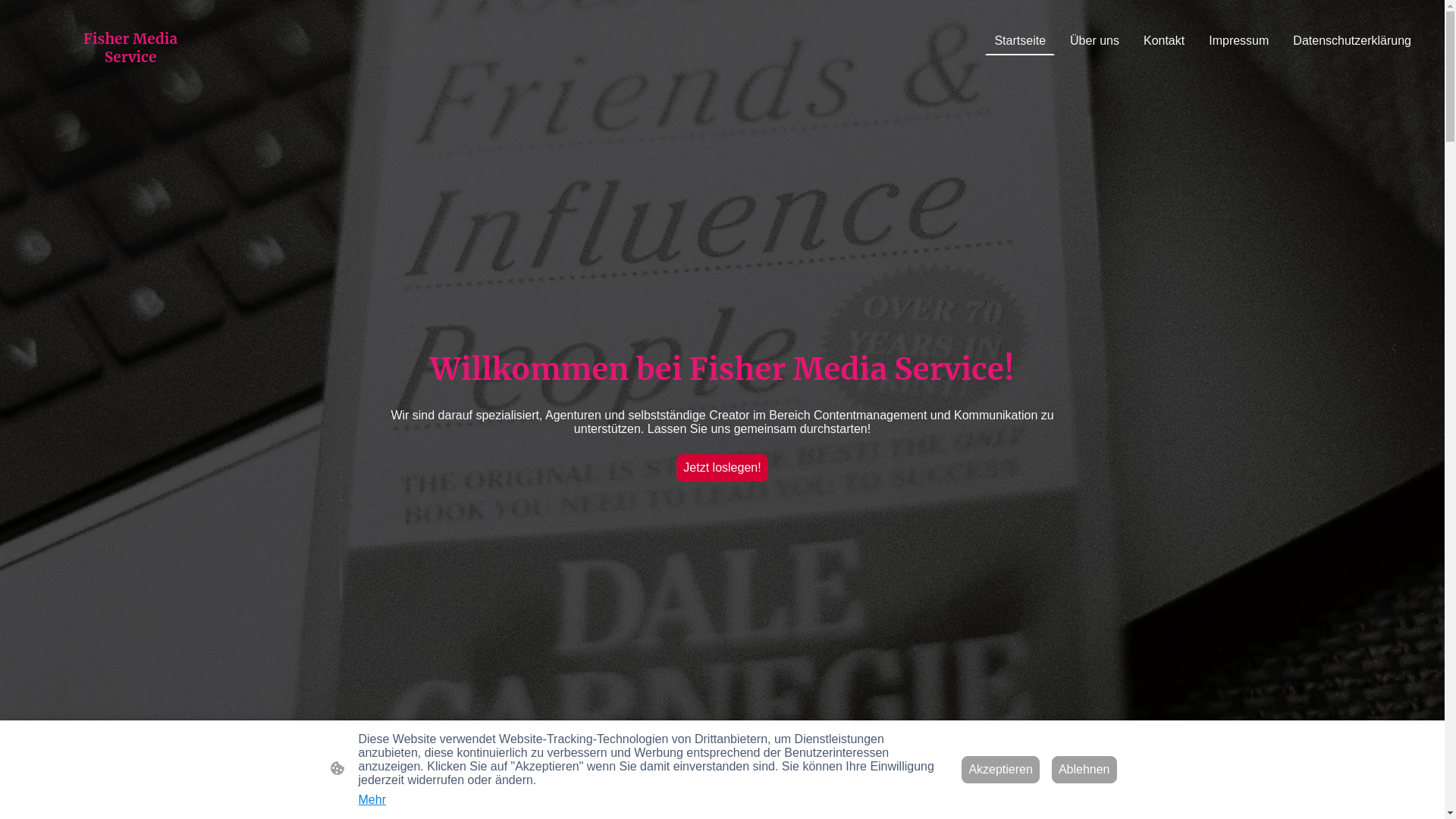 website screenshot of https://fishermediaservice.com/