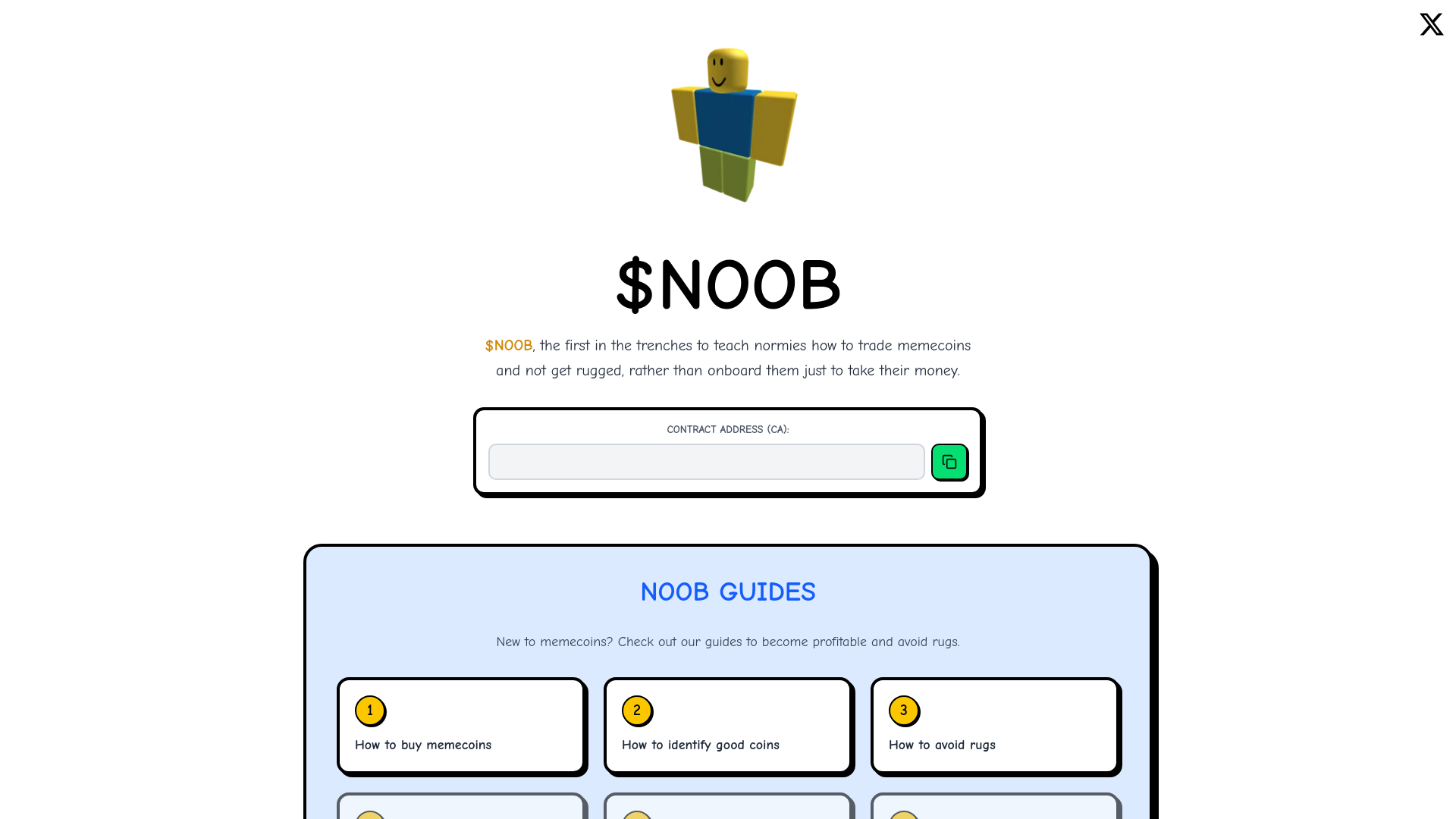 website screenshot of https://thenoobcoin.com/