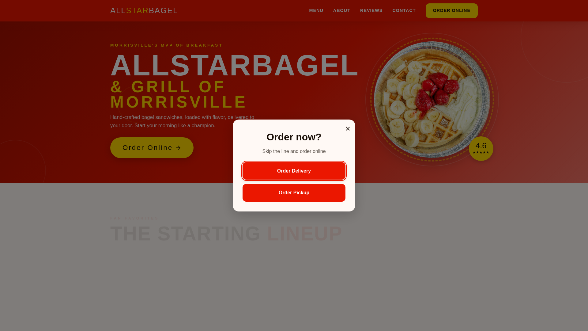website screenshot of https://allstarbagelgrillofmorrisville.com