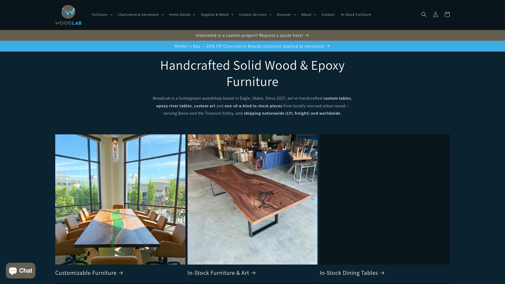 website screenshot of https://woodlab.co/