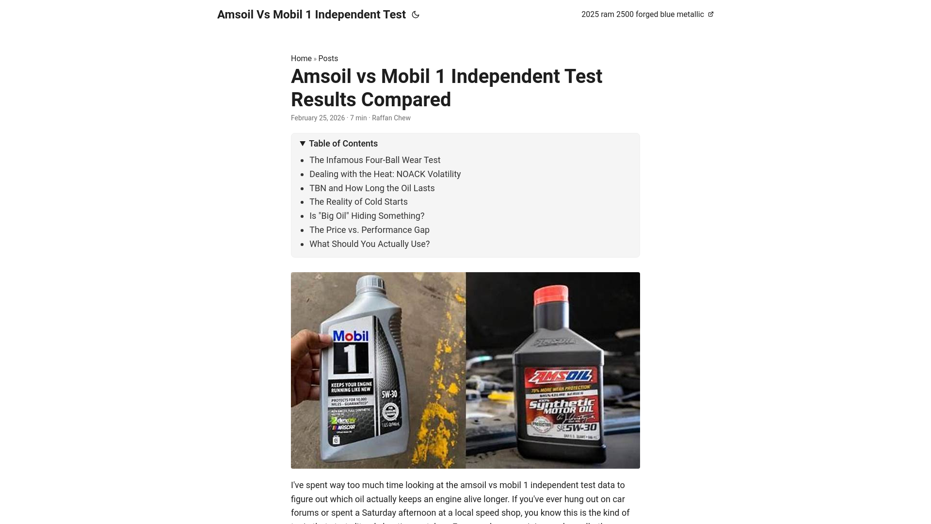 website screenshot of https://amsoil-vs-mobil-1-independent-test.pages.dev/