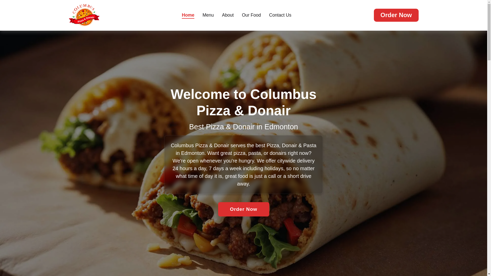 website screenshot of https://columbuspizzaanddonair.com/
