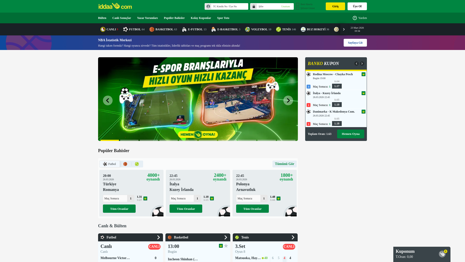 website screenshot of https://www.iddaa.com