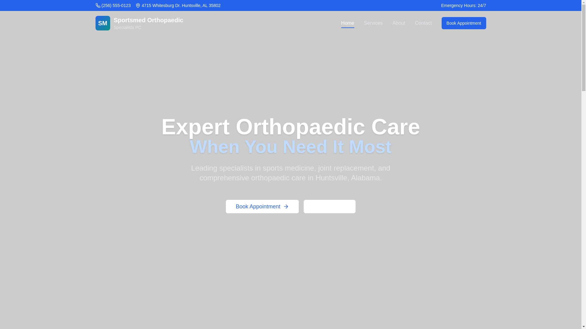 website screenshot of https://sportsmedorthopaedicspecialists.com/