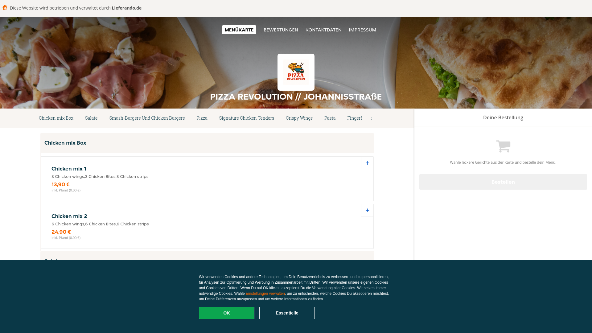 website screenshot of https://pizzarevolution-witten.de/