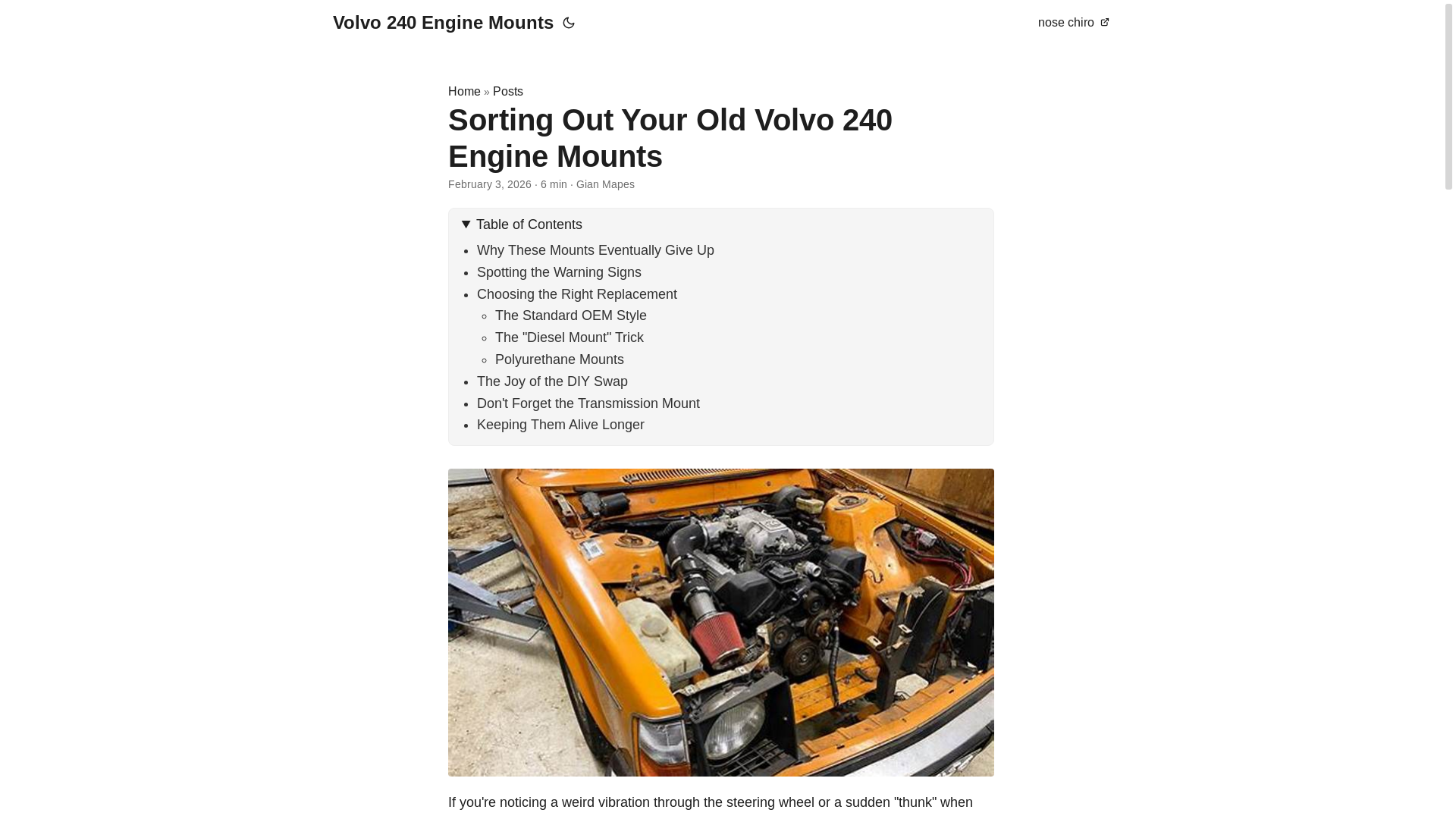 website screenshot of https://volvo-240-engine-mounts.pages.dev/