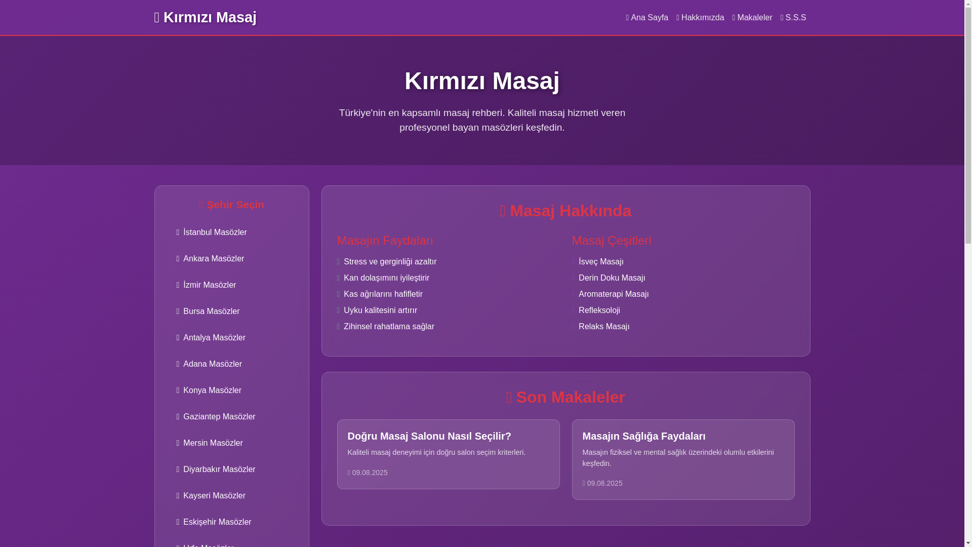 website screenshot of https://kirmizimasajtr.online/