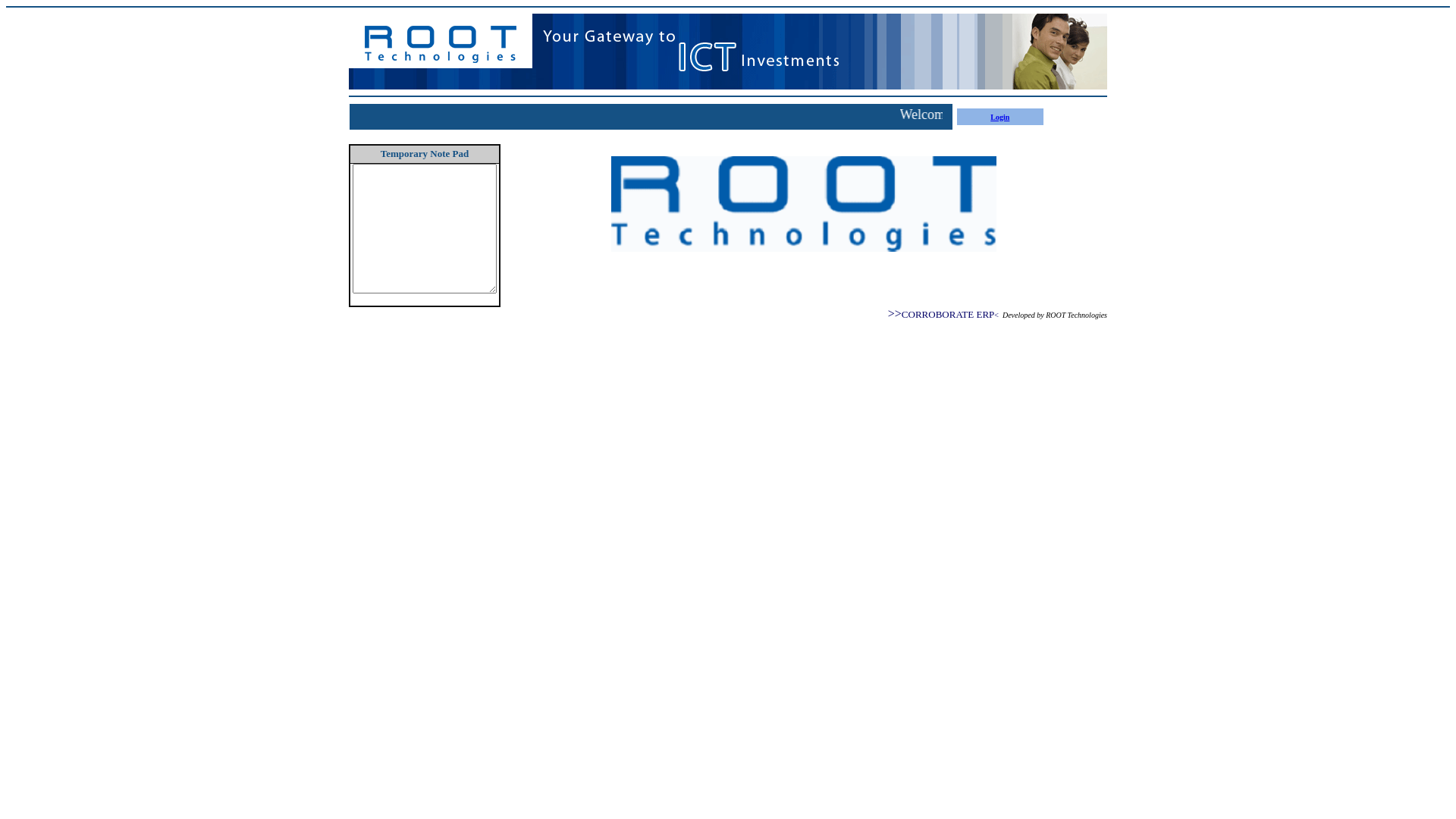 website screenshot of https://corroborate-erp.net/