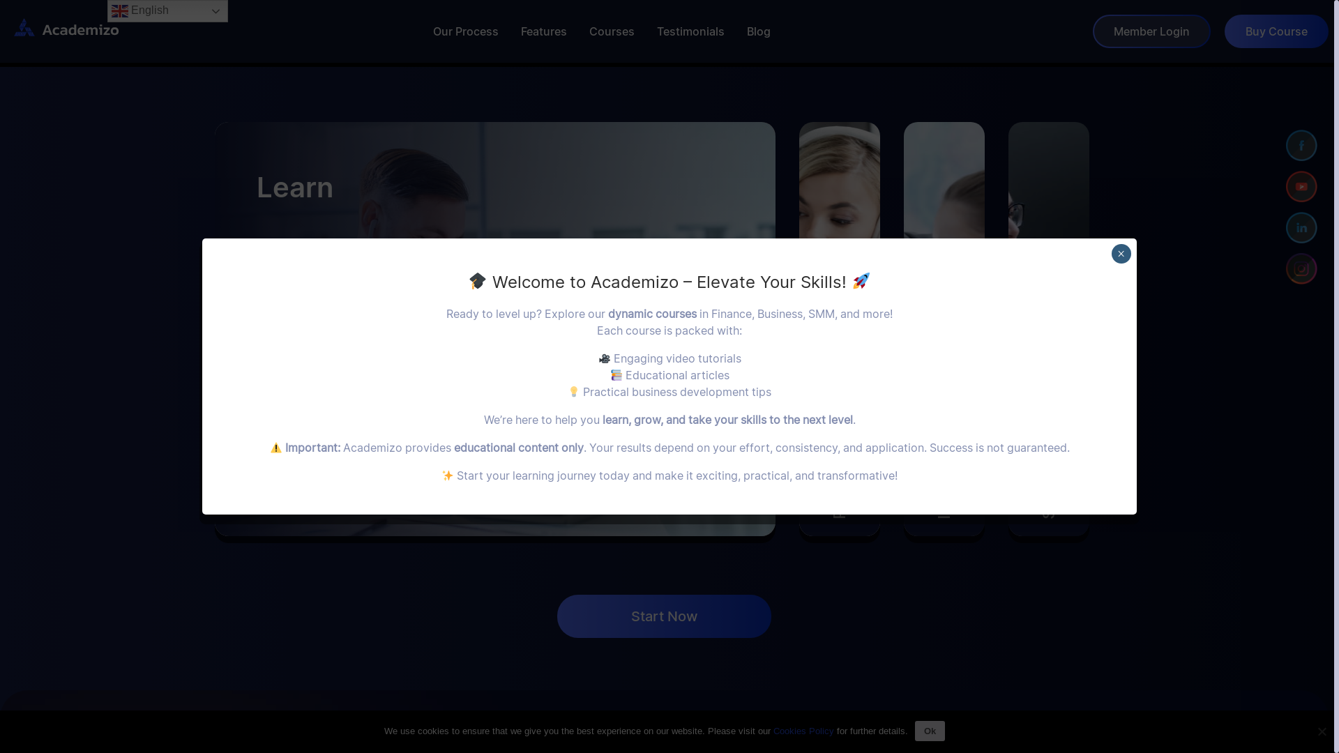 website screenshot of https://academizo.com/