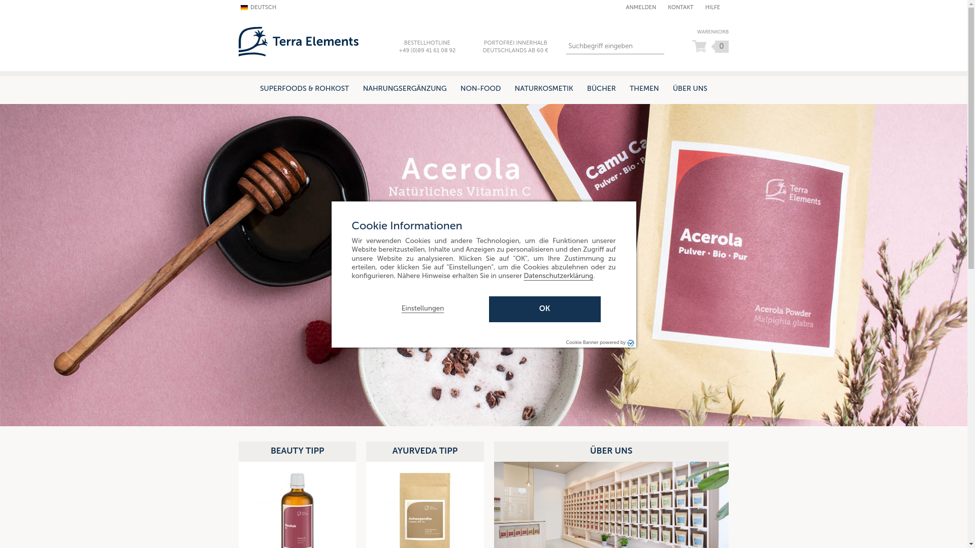website screenshot of https://teraelements.de/